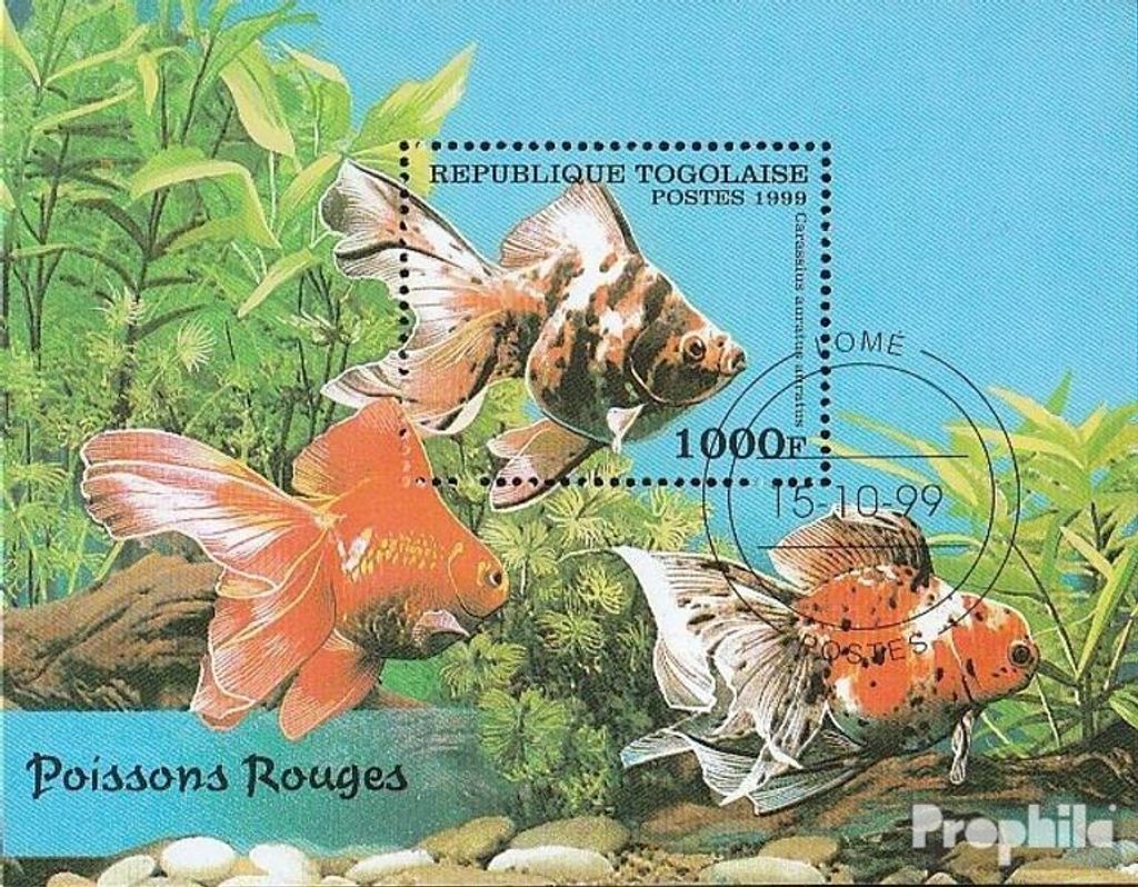 Briefmarken Togo 1999 Mi Block446 (kompl.Ausg.) gestempelt Zuchtformen des Goldfisches