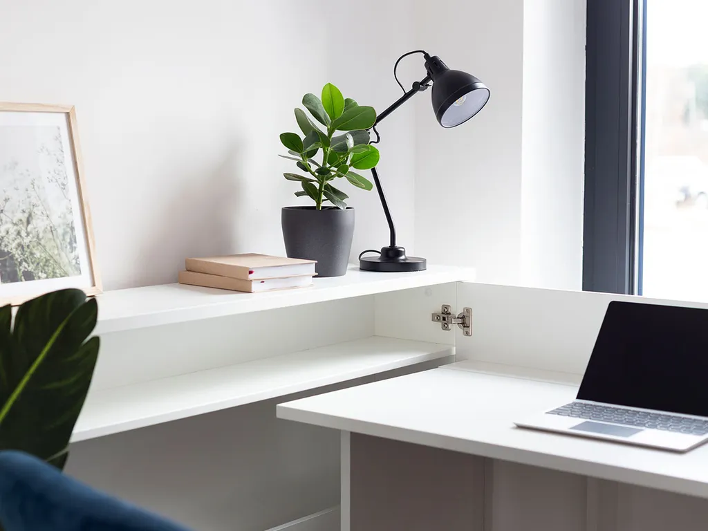 Bureau modulable CELENA gris orientation gauche structure gain de place - 8