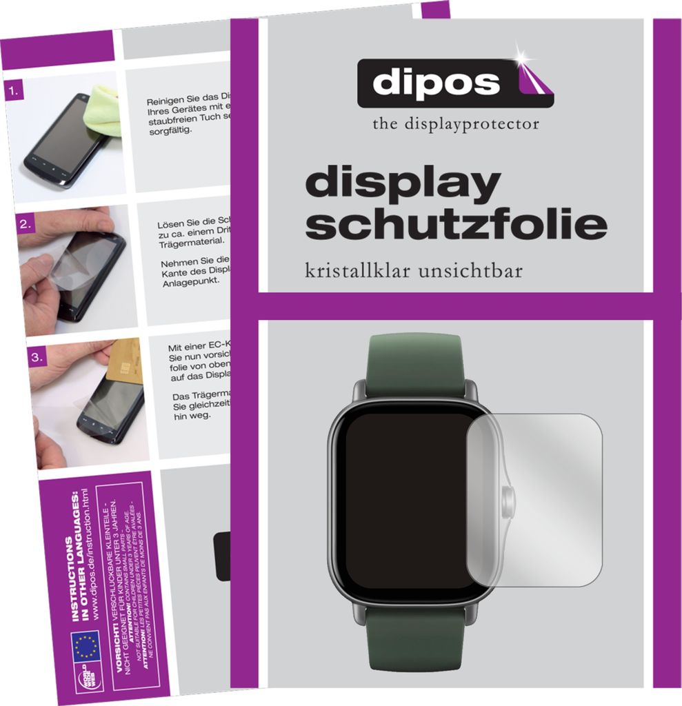 1x Schutzfolie für Amazfit GTS 2e klar Displayschutzfolie Folie Display Schutz dipos