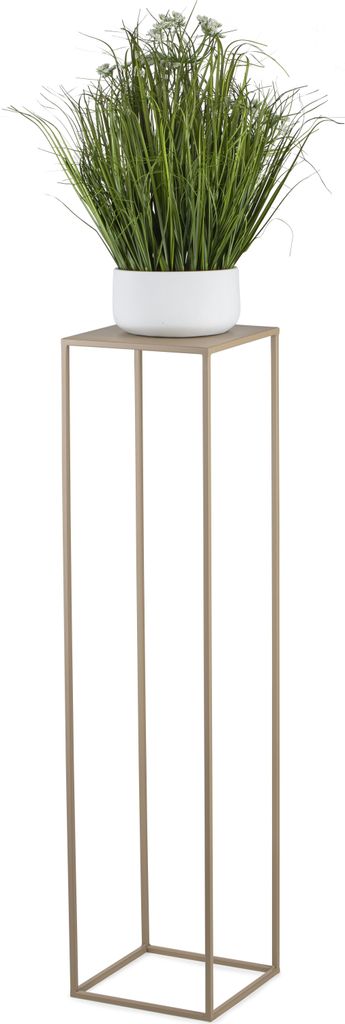 HowHomely Modern Pflanzenständer, Blumenhocker aus Metall Beige 100 cm Höhe - Blumenständer für das Haus