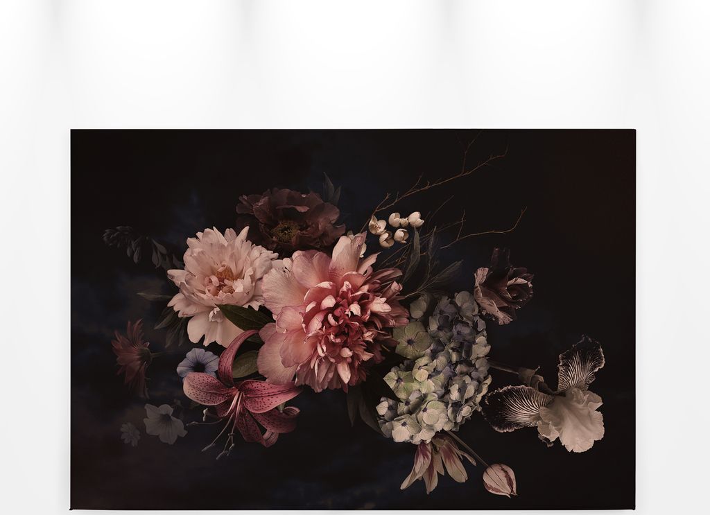 Blume Leinwandbild Rosa Schwarz 90x60 DD120253 Keilrahmenbild Leinwand Rosen