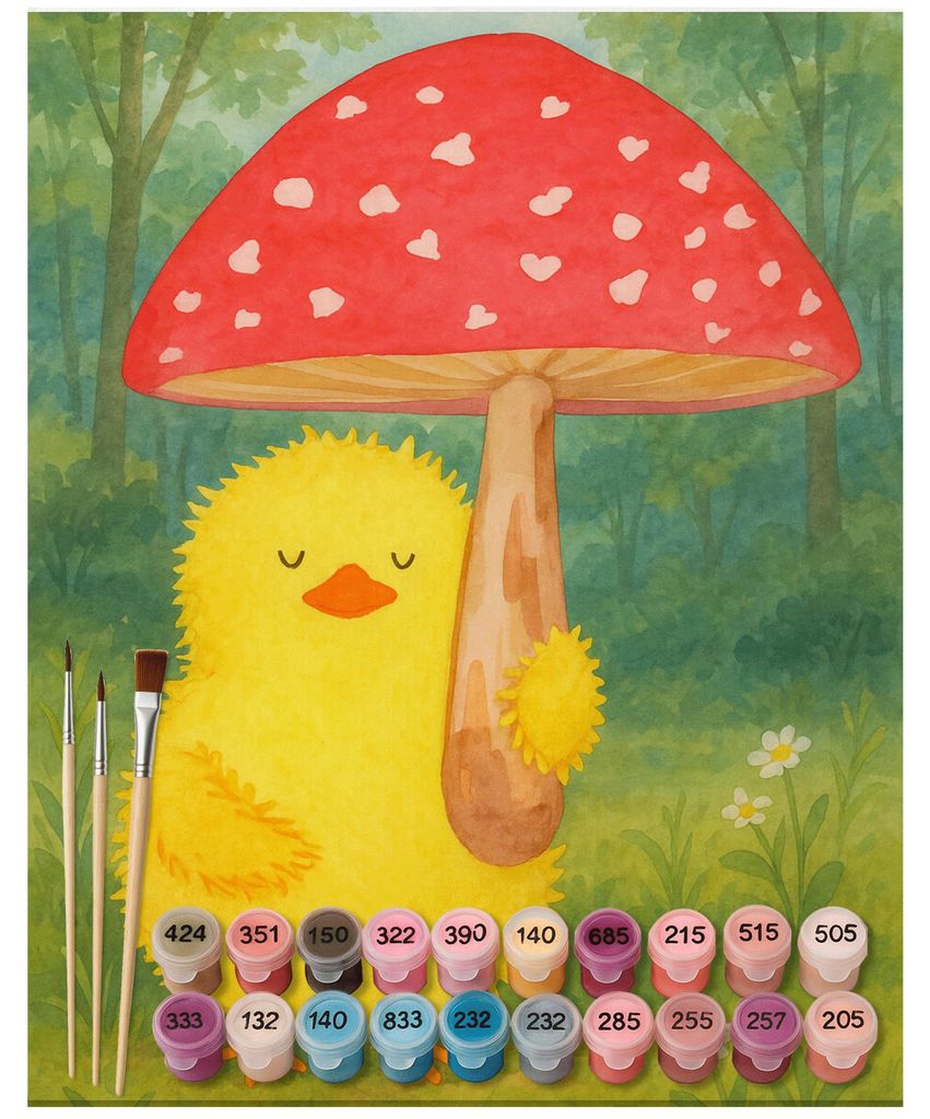 Mr. & Mrs. Panda Malen nach Zahlen Küken Fliegenpilz Design 40 x 50 cm Ohne Rahmen - Weiß - Geschenk, Ostern, leinwand malerei, Ostergrüße, kre...