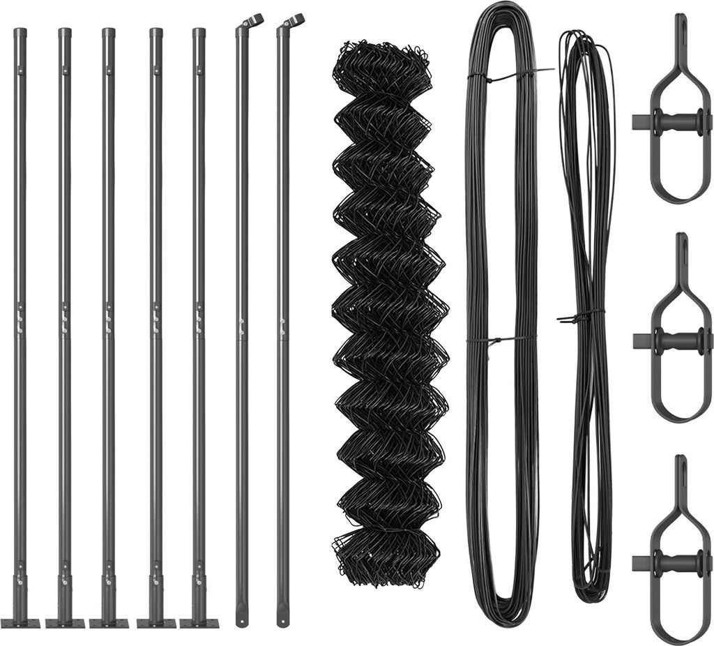 Möbel Maschendrahtzaun mit 7 Flanschpfosten 1,2x10 m verzinkter Stahl - Metallzäune 3351258
