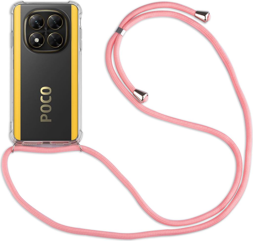 Handykett für Poco X7 Pro 5G Hülle mit Kordel Handyhülle mit Band in Rosa