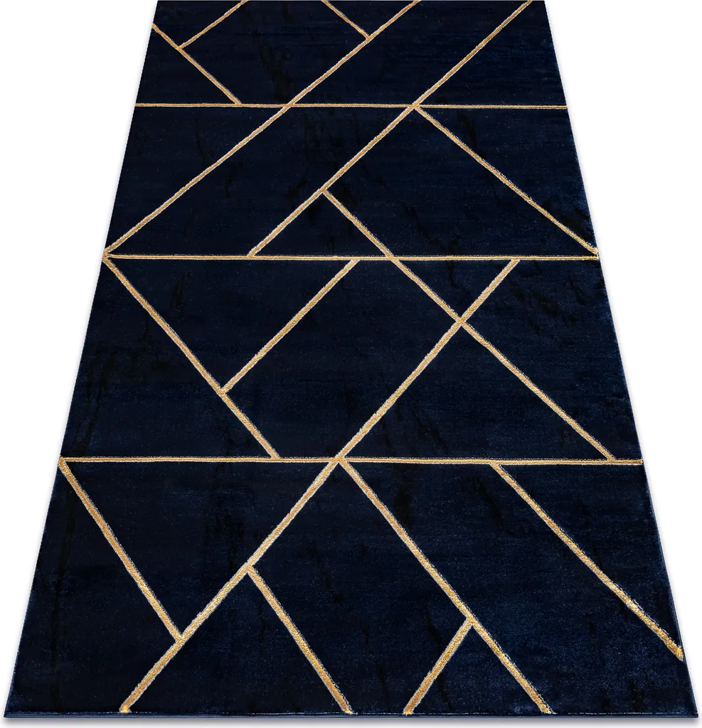 Tapis Bleu Foncé Glamour EMERALD 1012 aux Motifs Dorés 160x220 cm