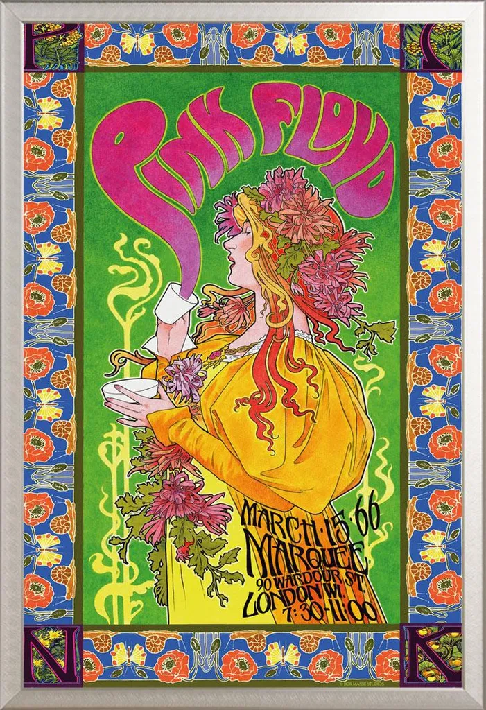 Poster Pink Floyd '66 Marquee: Arredo Parete con Cornice Shinsuke® Argento