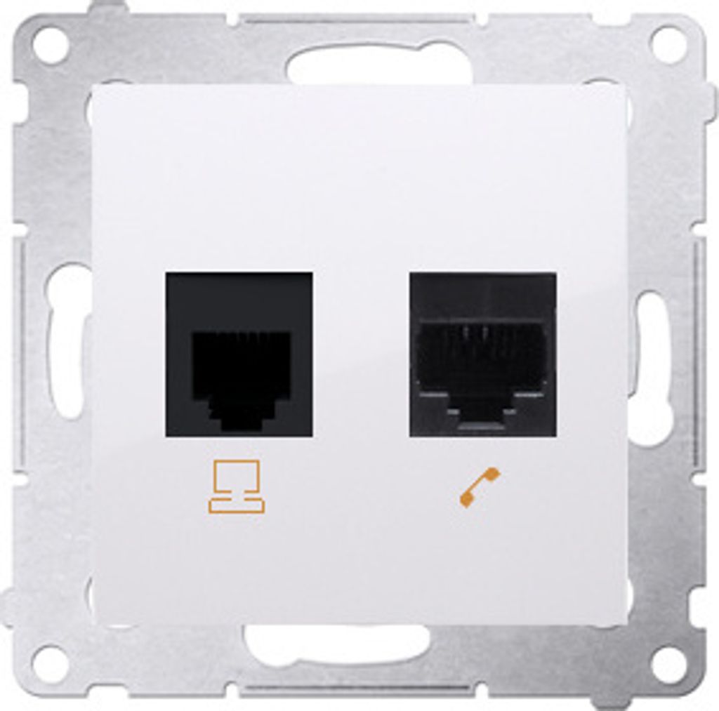 Comuterdose RJ45 Kat.5e Modul und Telefondose RJ12 weiß Produktbild 