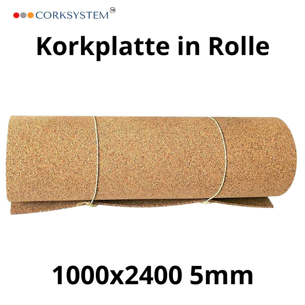 Korkrolle Naturkork 5mm 1000 mm x 2400 mm Dämmung Schallschutz DIY Kork