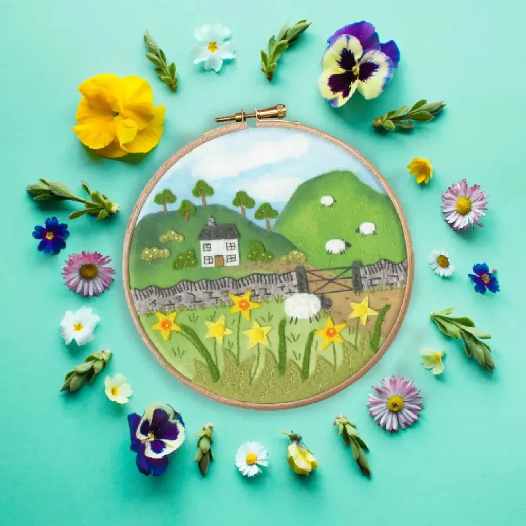 Kit DIY Broderie Fleurs pour Décoration Murale Bothy Threads EFE5 15cm - 2
