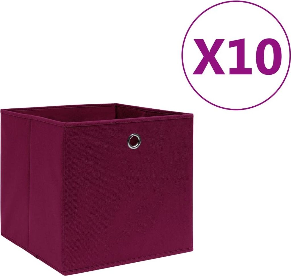 Aufbewahrungsboxen 10 Stk. Vliesstoff 28x28x28 cm Dunkelrot