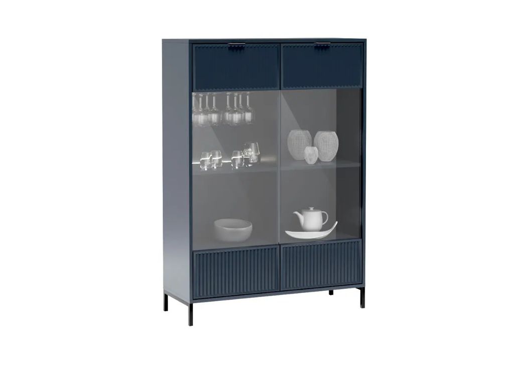 Vitrine mit Glastüren Indigo Blau – Lexi K.L-8 modern & stilvoll fürs Wohnzimmer