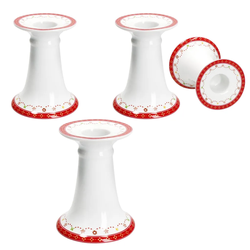 Support bougie Noël à piquer rouge pour centre de table et décoration