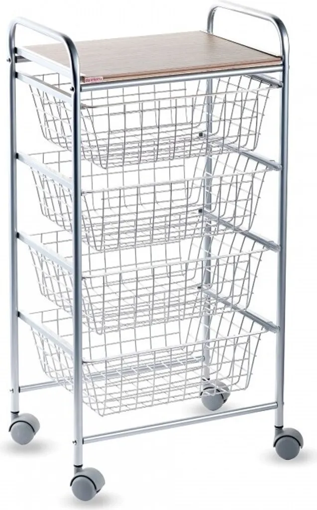 Carrello Cucina DON HIERRO NORA con 4 Cestelli e Piano in Betulla