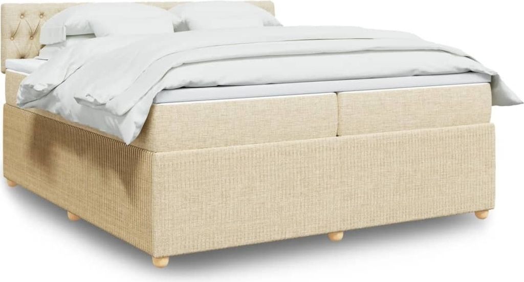 Maison Exclusive - Boxspringbett mit Matratze Creme 200x200 cm Stoff