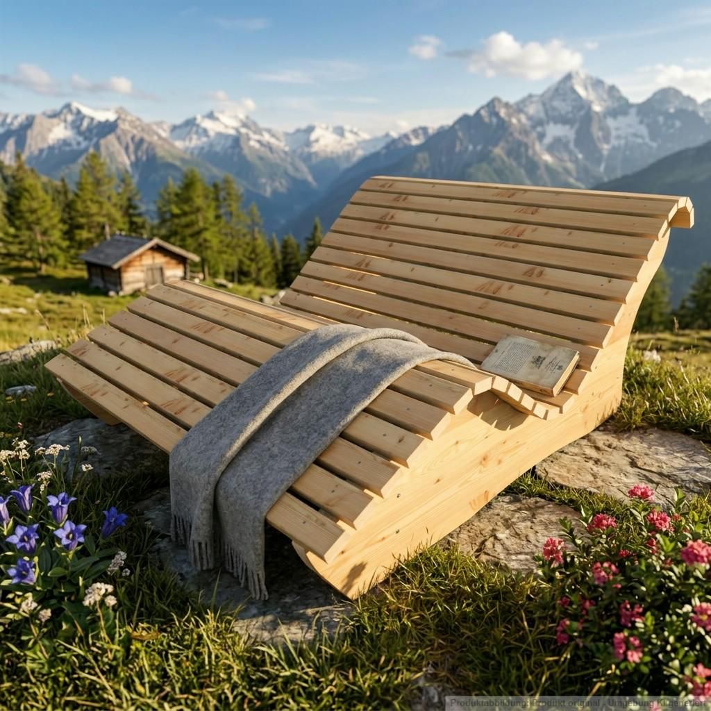 Holzliege Waldsofa Wellenliege Relaxliege "Sigi" Produktbild 
