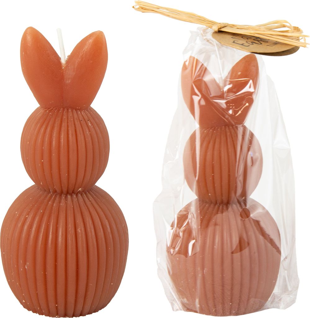 Osterkerze Kerze für Osterdeko Osterhase Hase Kastanienbraun