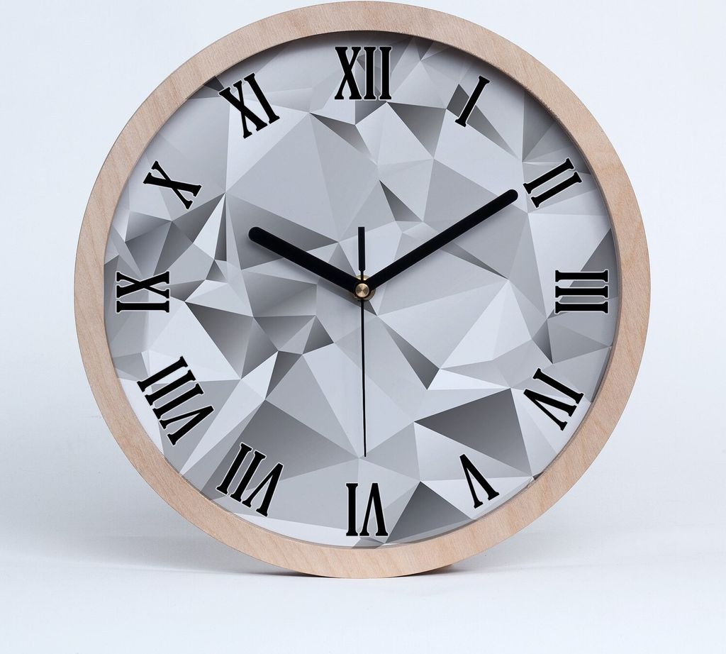 Holzuhr 30fi cm wanduhr - schwarze Spitzen - 3D-Abstraktion
