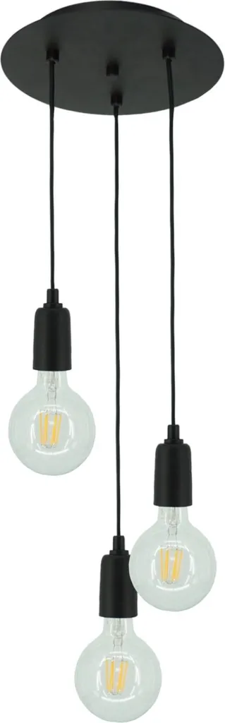 Illuminazione Loft Hades 2882/Z-B-3: Lampada Sospensione 3 Luci Nera