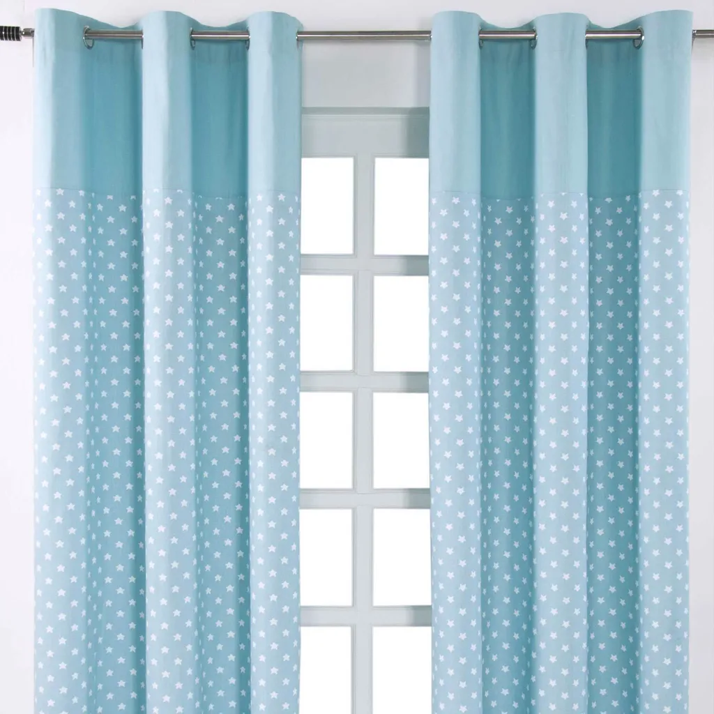 HOMESCAPES Tende Blu Stelle - Design Moderno in Cotone 228x137 cm