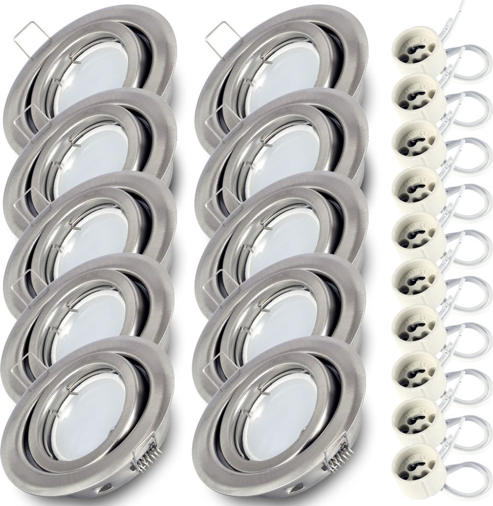 10x Einbauspot SET RIK-19 schwenkbar nickel matt GU10 7W warmweiss