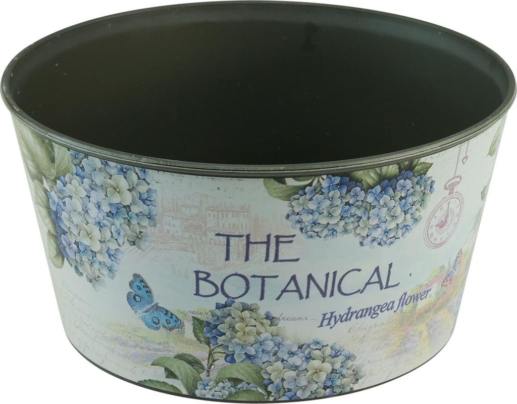 Dekorative Blumenschale mit romantischem Hortensien-Motiv aus Kunststoff