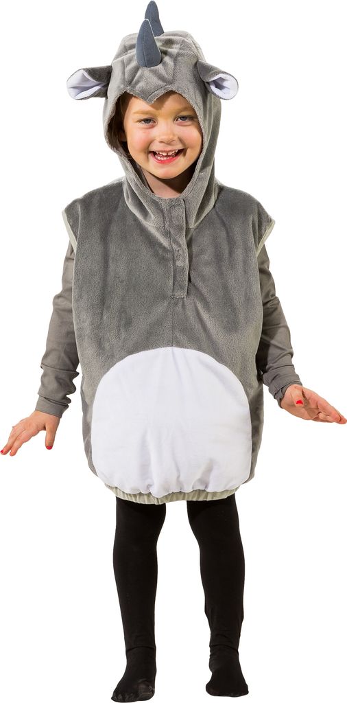 O5010-104 grau-weiß Kinder Mädchen Junge Nashorn Weste-Kostüm Gr.104
