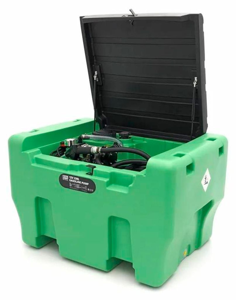 HBM-Benzinpumpe mit Tank und Deckel, 330 Liter, 12 Volt