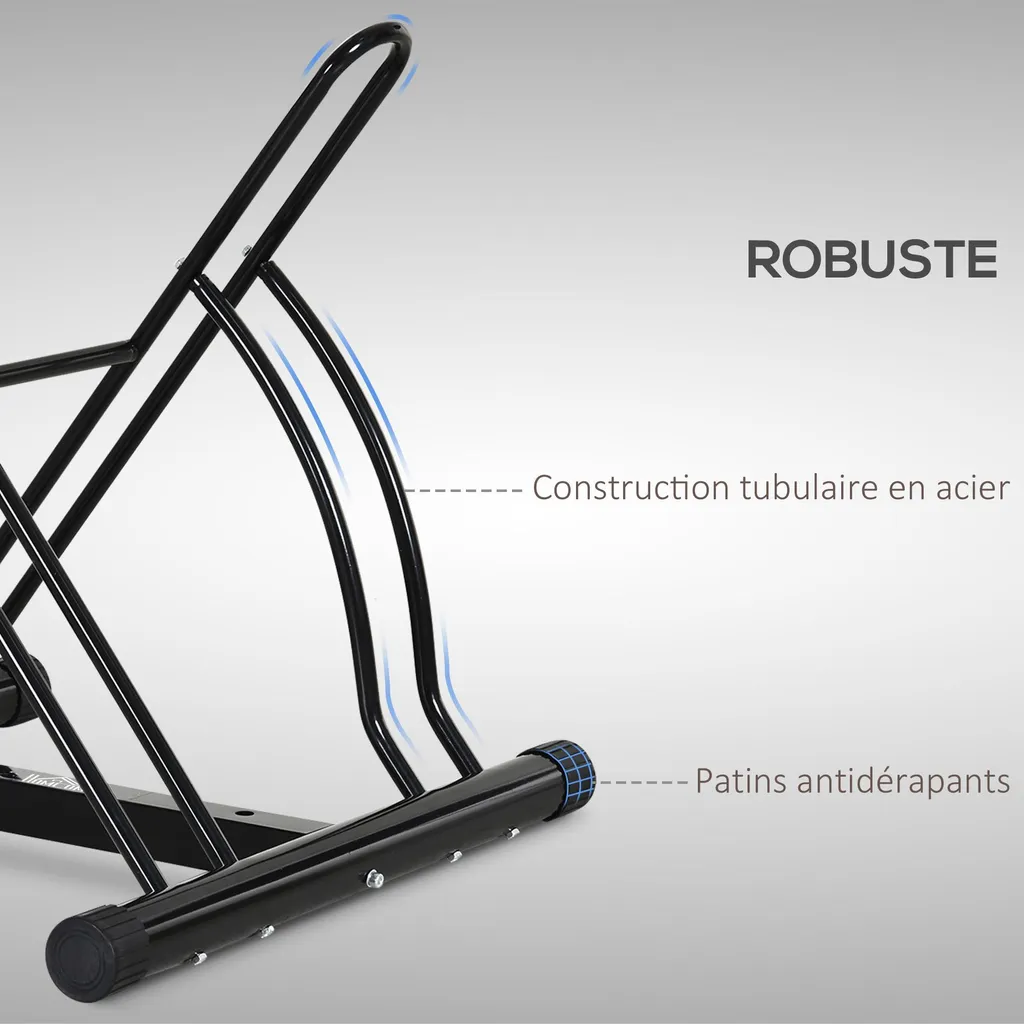 Râtelier de sol 2 vélos en acier traité avec blocs modulables