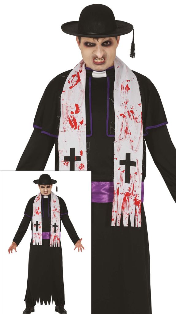 Costume da prete zombie per uomo, taglia:L Immagine del prodotto 
