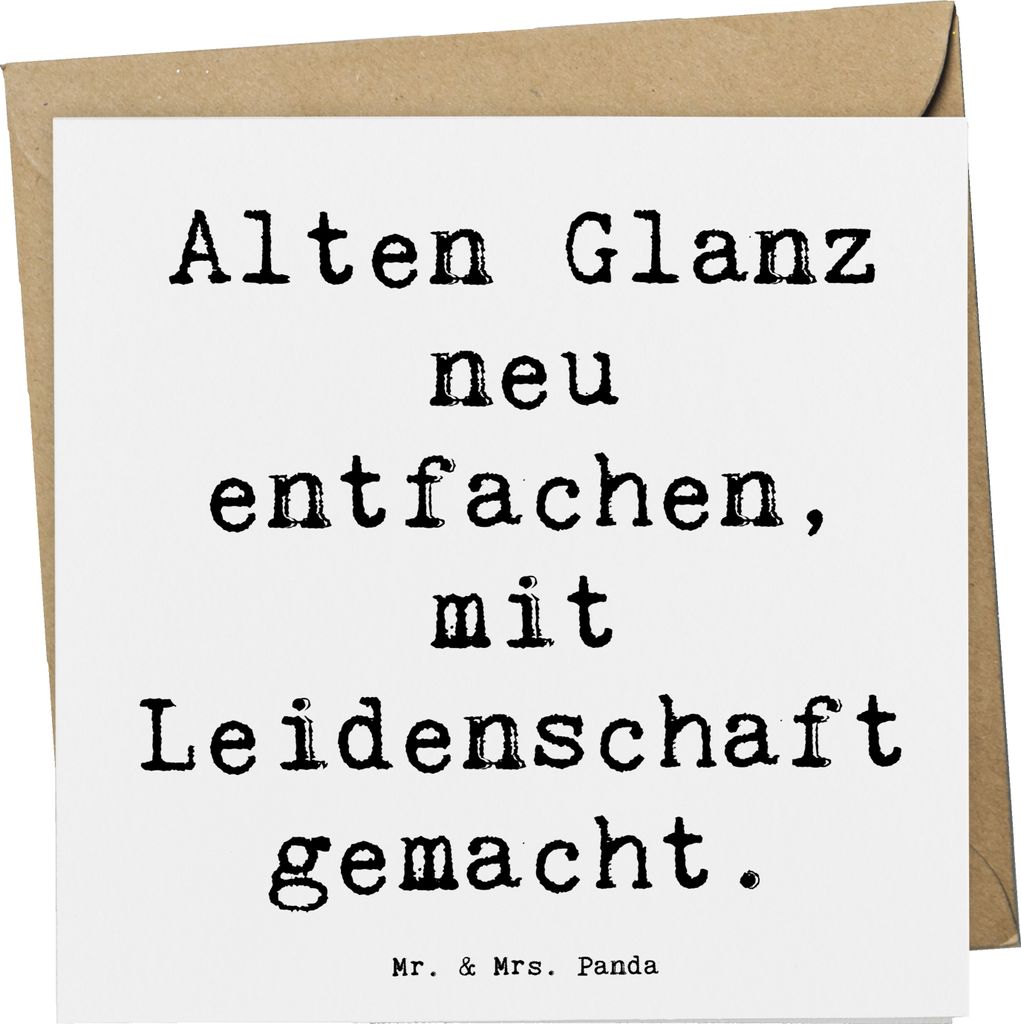 Mr. & Mrs. Panda Deluxe Karte Spruch Polsterin Glanz - Weiß - Geschenk, Geschenke mit Herz, Möbelrestaurierung, Handwerkskunst, Glückwunschkarte...