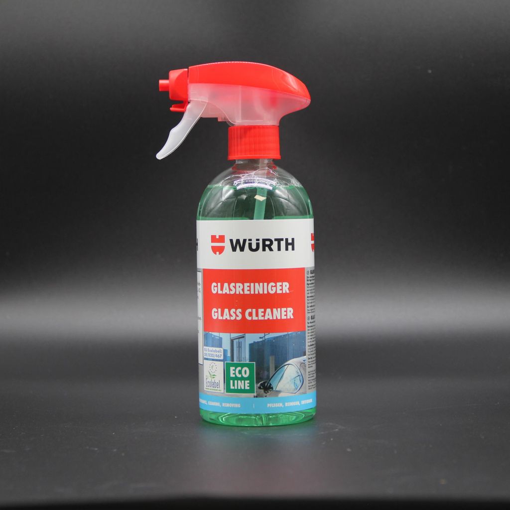 WüRTH Glasreiniger Ecoline – streifenfreie Reinigung, materialschonend, EU Ecolabel , entfernt Fingerabdrücke, Nikotin- und Wachsrückständ