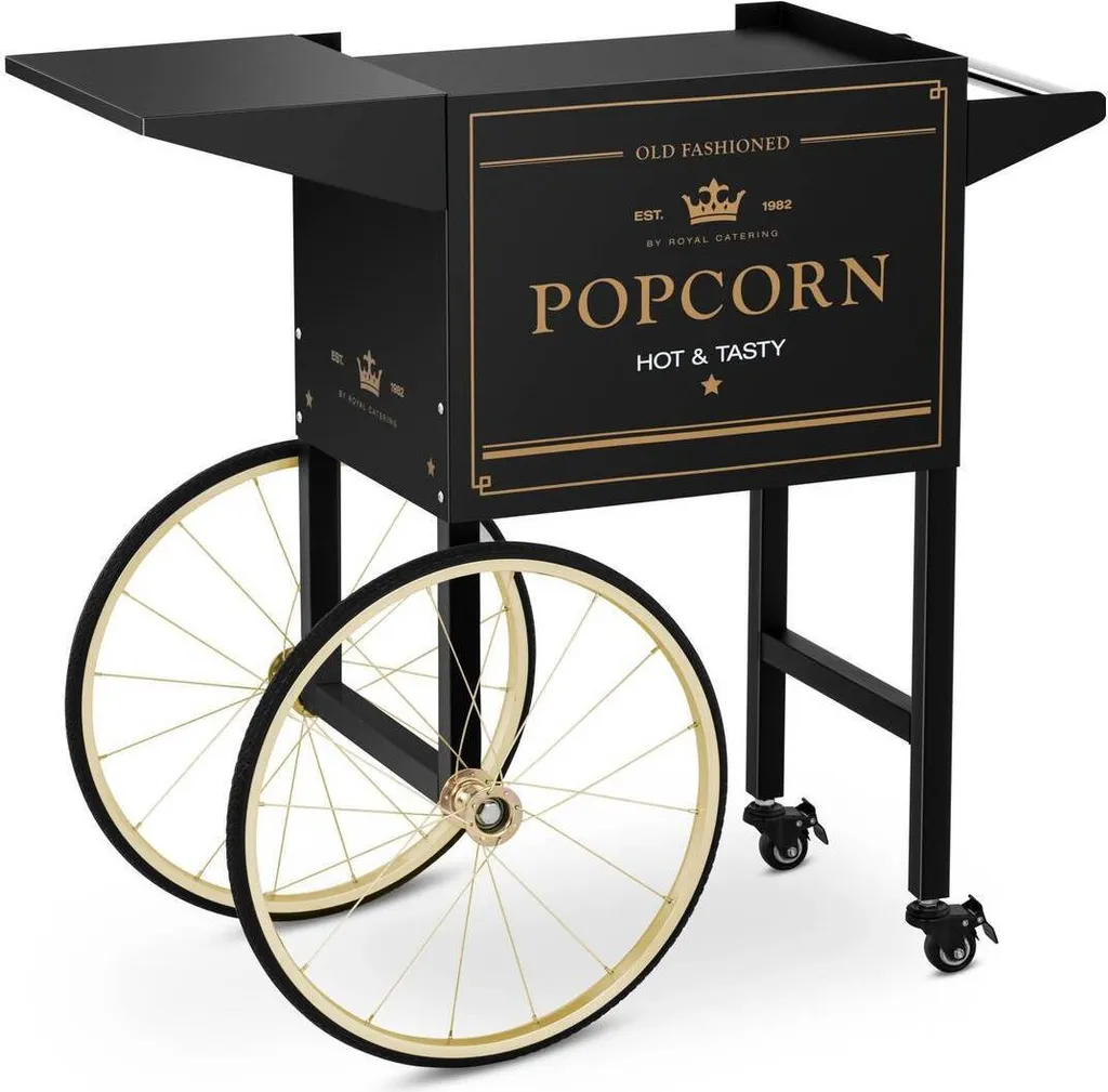 Support mobile pour machine à pop-corn de 51 x 37 cm noir et doré chic
