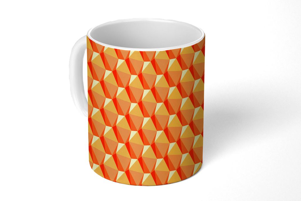 KitchenYeah Tasse Kaffeetasse Kaffeebecher 350 ml Orange - Muster - 3D Teetasse - Fototasse - Becher - Keramikbecher - Teebecher - Kaffeetasse - ...
