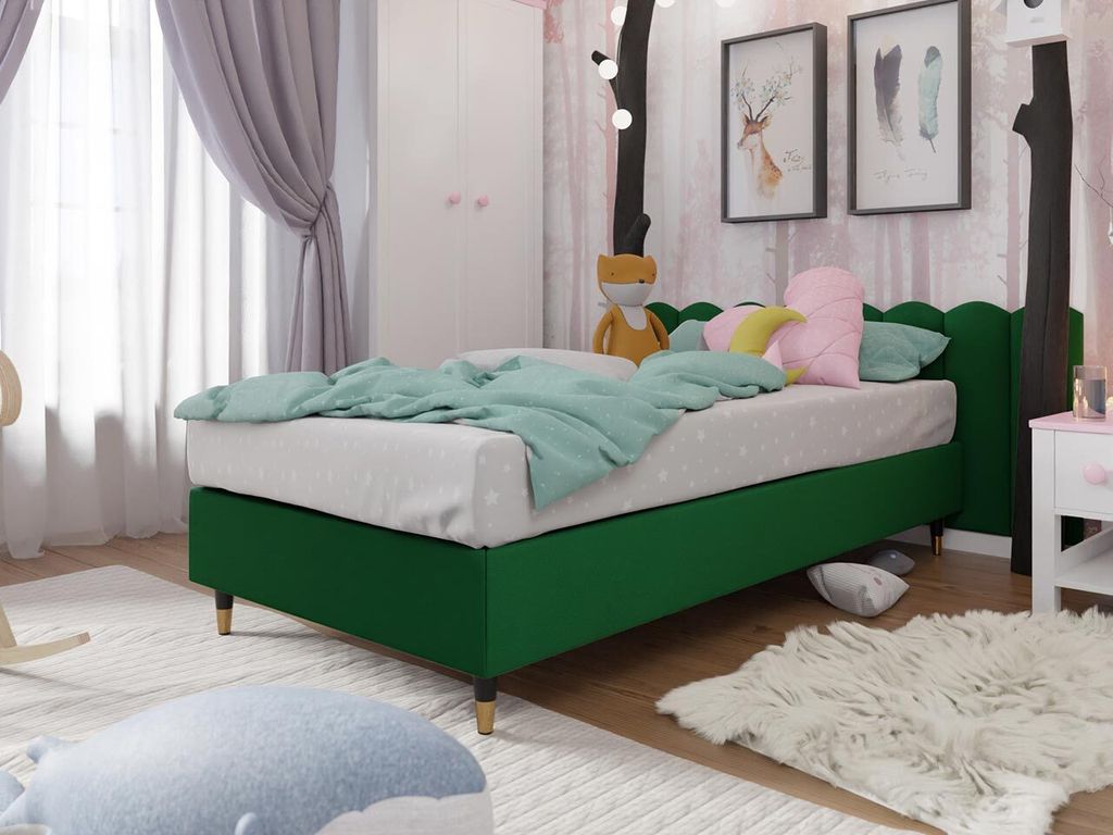 MIRJAN24 Boxspringbett Lux Gold für Wandpaneel, Einzelbett mit Matratze, Schlafzimmer (Farbe: Manila 35, Größe: 120x200 cm)