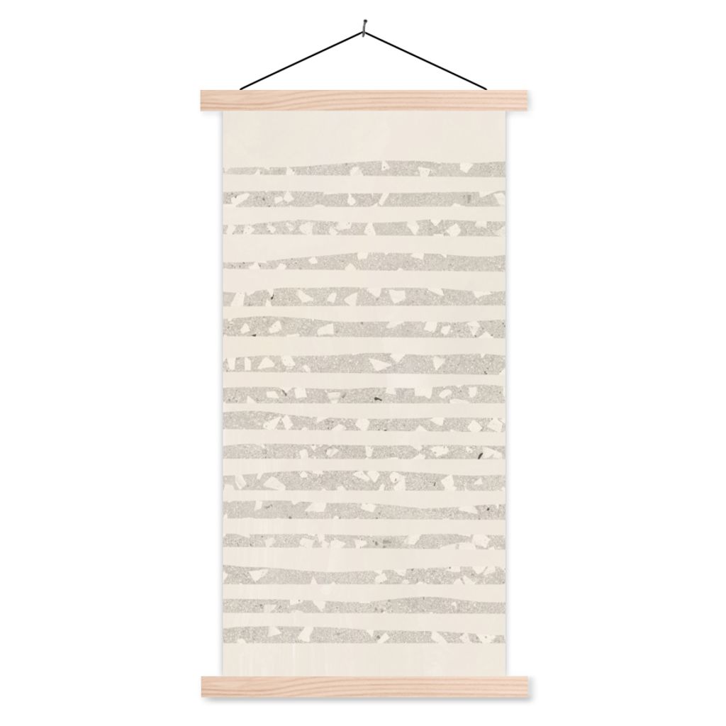 MuchoWow Textilposter Terrazzo - Terrasse - Pastell 40x80 cm mit holzfarbenen Rahmen - Wohnzimmer