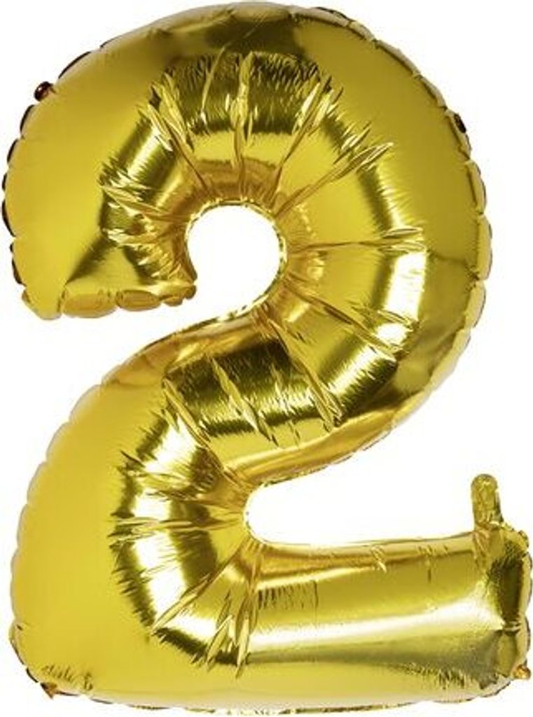 12x Folienballon Zahlenballon "Zahl 2" gold ca. 104cm