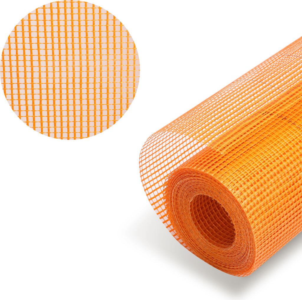 Hengda 1 Rolle Armierungsgewebe 160g/m² 4x4mm Putzgewebe Glasfasergewebe Gewebe Orange 50m²