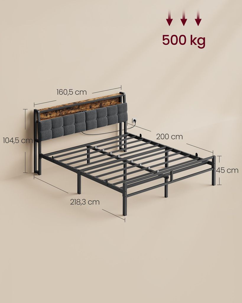 VASAGLE Bettgestell 160 x 200 cm mit Stauraum, Produktbild 