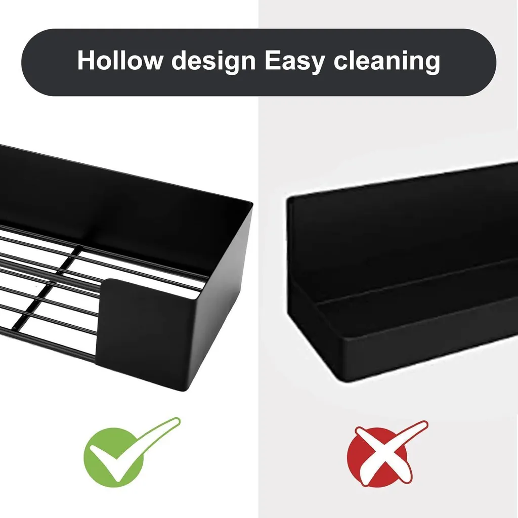 Set 3 Mensole Magnetiche Nere per Frigo - Design Salvaspazio Cucina - 4