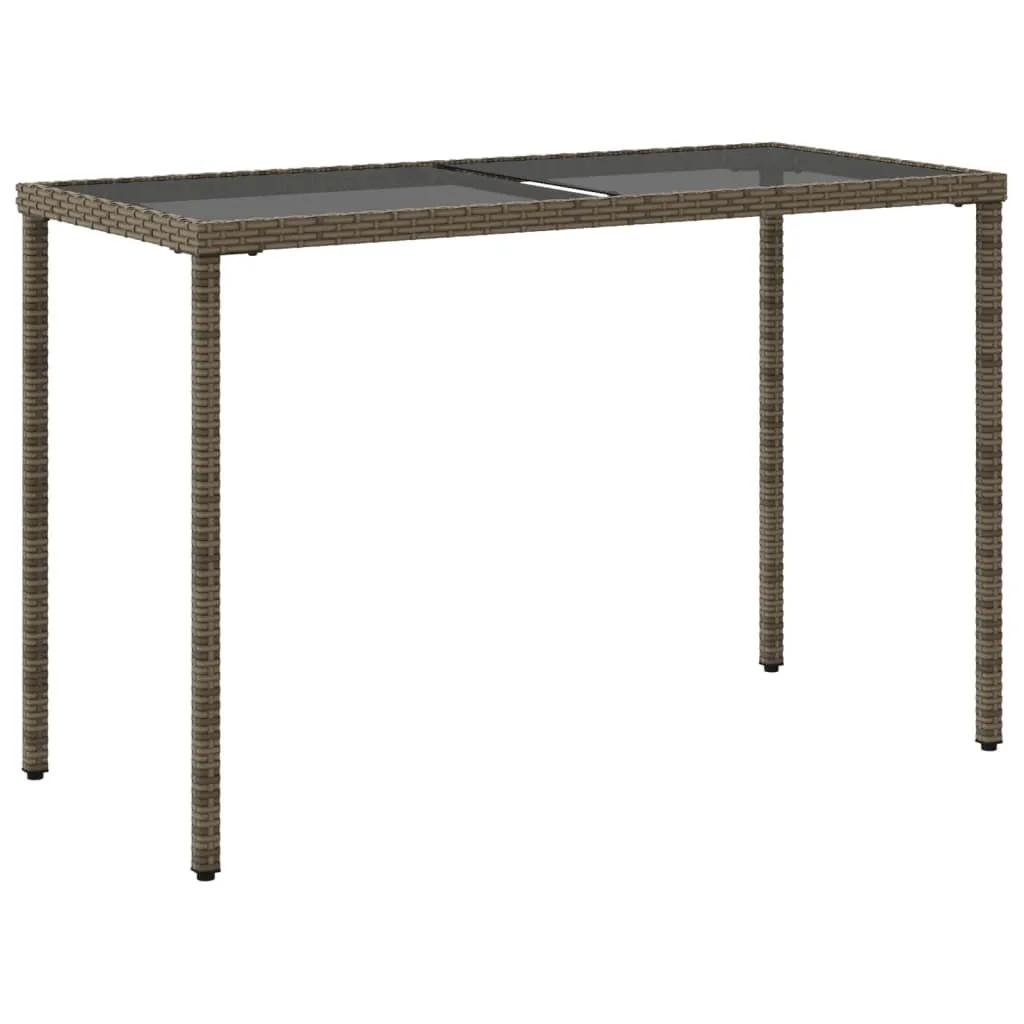 vidaXL Tavolo da giardino con piano in vetro grigio 115x54x74 cm in poly rattan