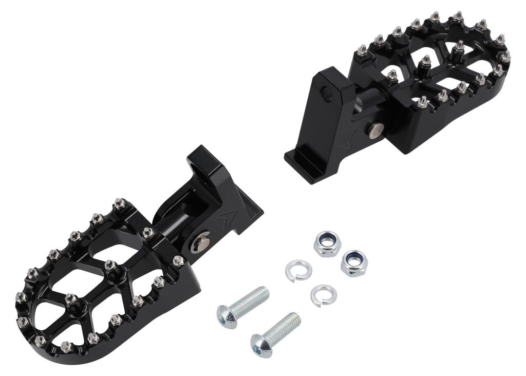 Set: CNC-Soziusfußrasten MX-Style, Schwarz eloxiert