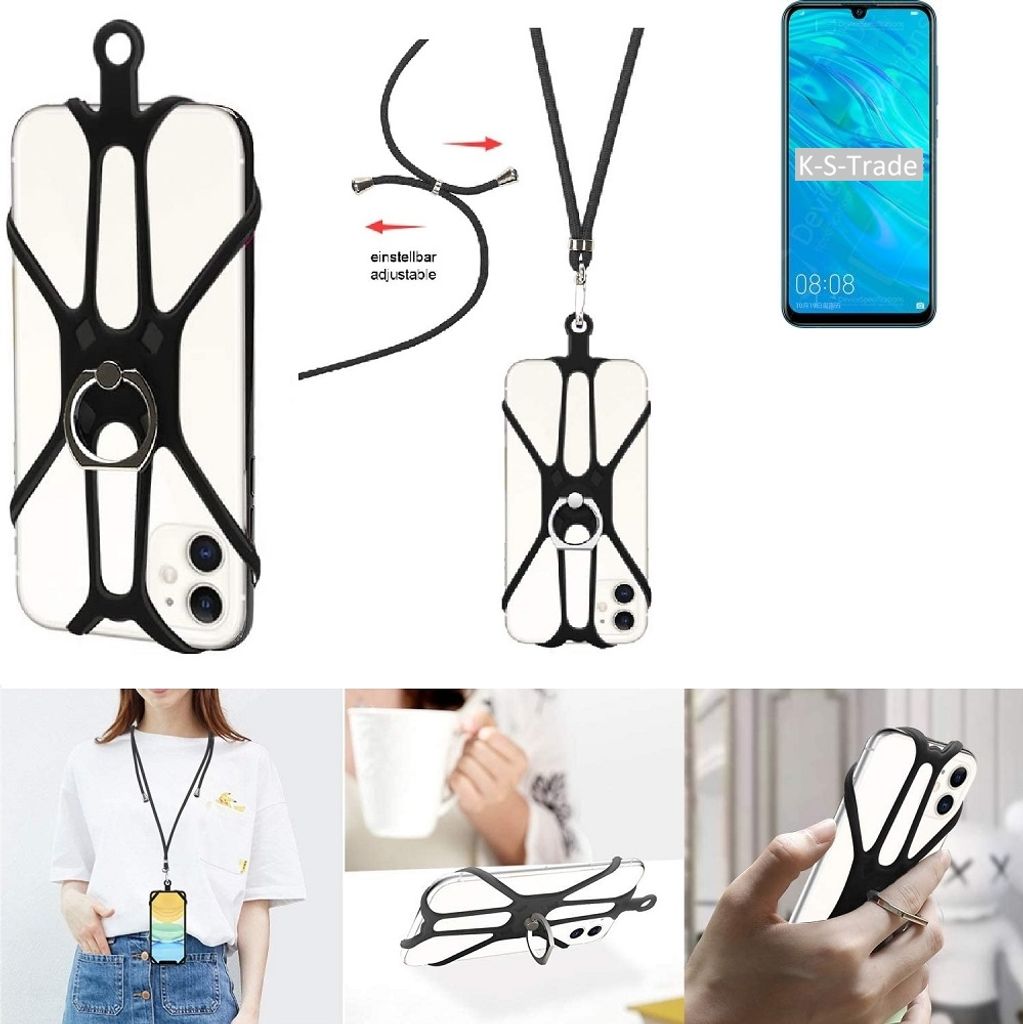 K-S-Trade 3in1 Handykette Handyband Handykordel Halsband Smartphone-Ring Handy-Ring kompatibel mit Huawei Mate 30 Lite Fingerhalterung Handyring