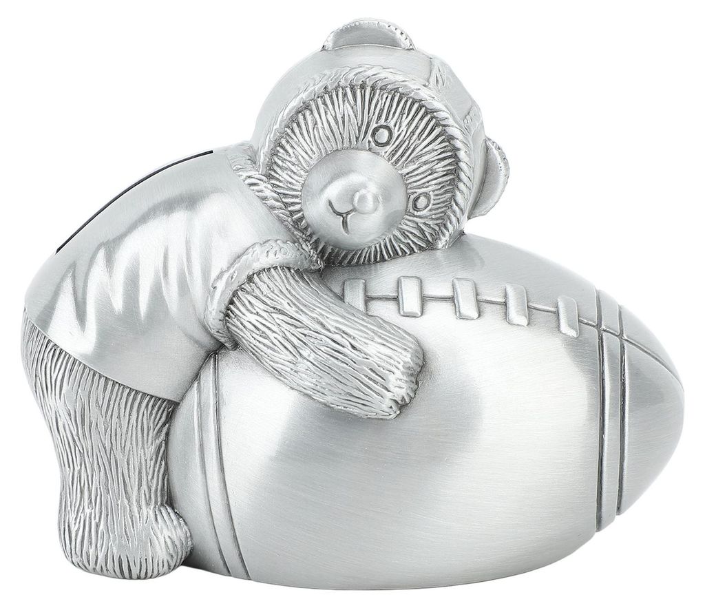 Spardose mit kleinem Bären und Fußball, Cartoon, personalisiert, Vintage, Bärenball-Spardose