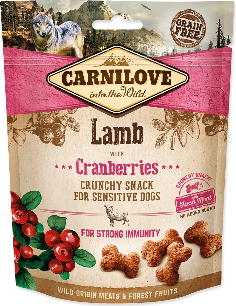 Carnilove Dog Crunchy Agnello e Mirtilli 200gx6 | Snack Grain-Free