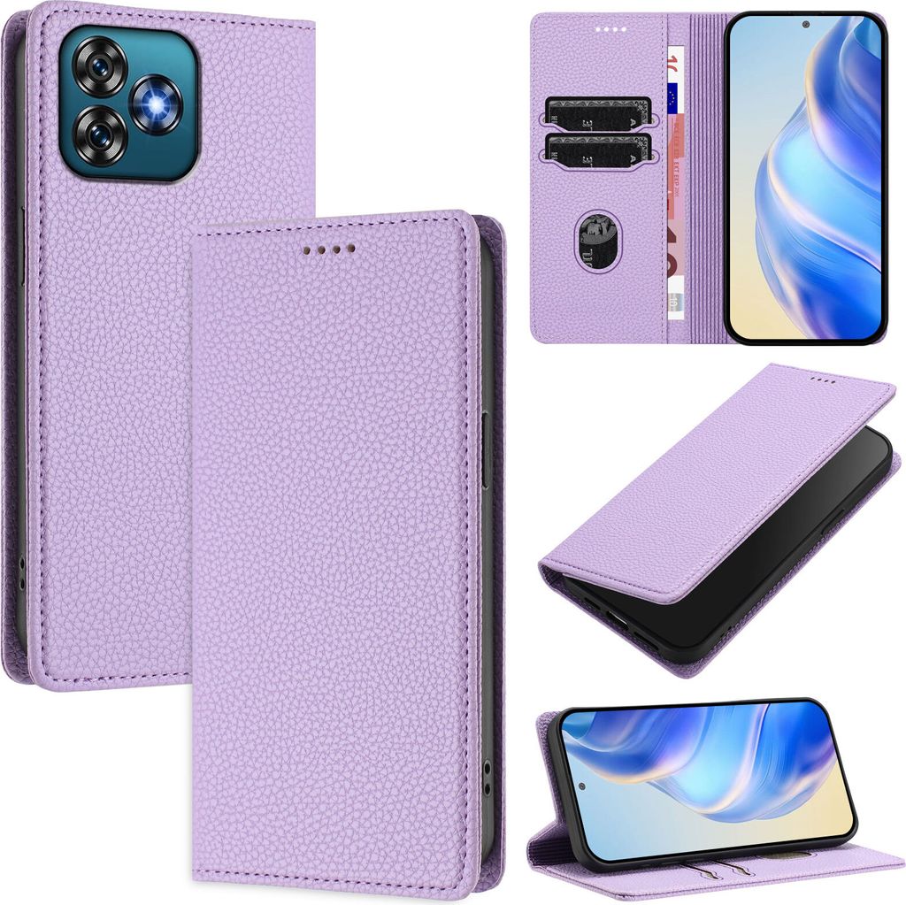 Litchi Leder Handyhülle für Oukitel C53 Wallet Kartenfächer Produktbild 