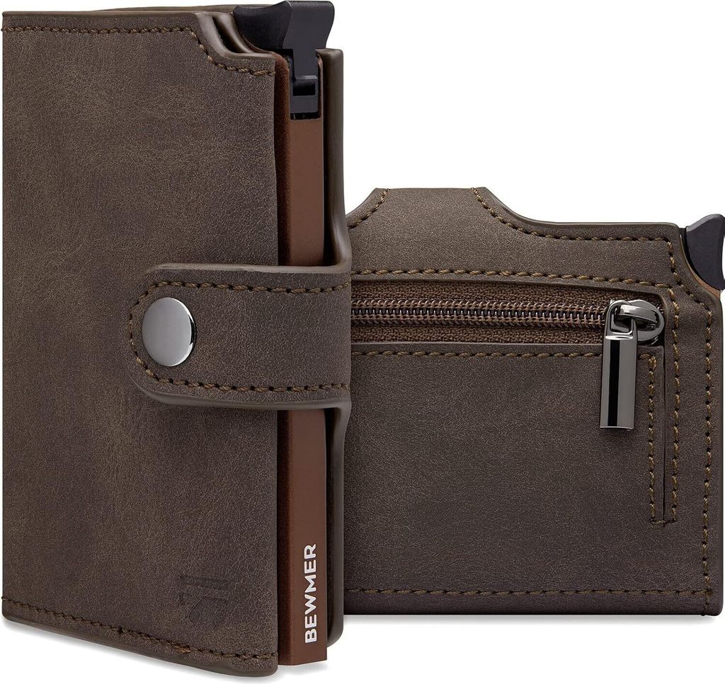 Shielded Slim Wallet für Herren & Damen | Kartenetui mit Münzfach & RFID-Schutz & Anti-Cloning | Geldbörse für Scheine, Münzen & 9 Kreditkarten