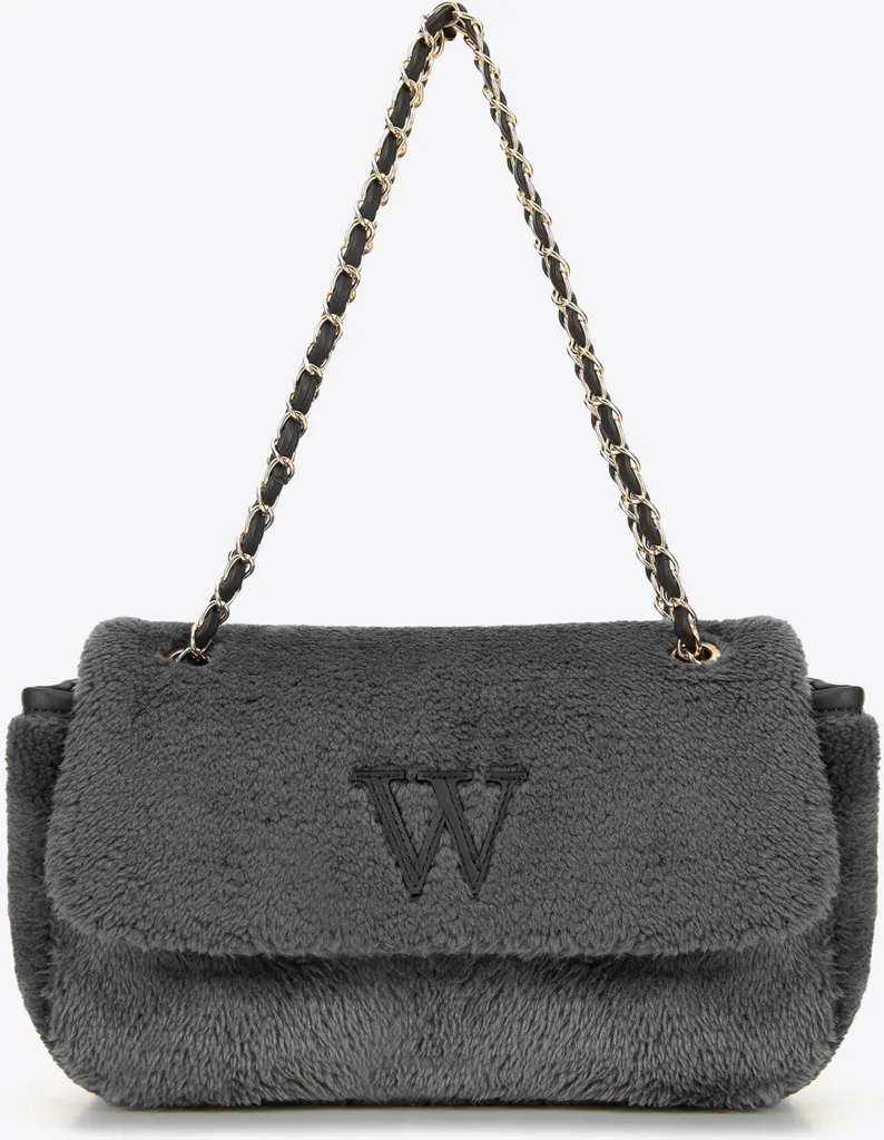 Sac à main gris Wittchen pour l'hiver, bandoulière et look cosy