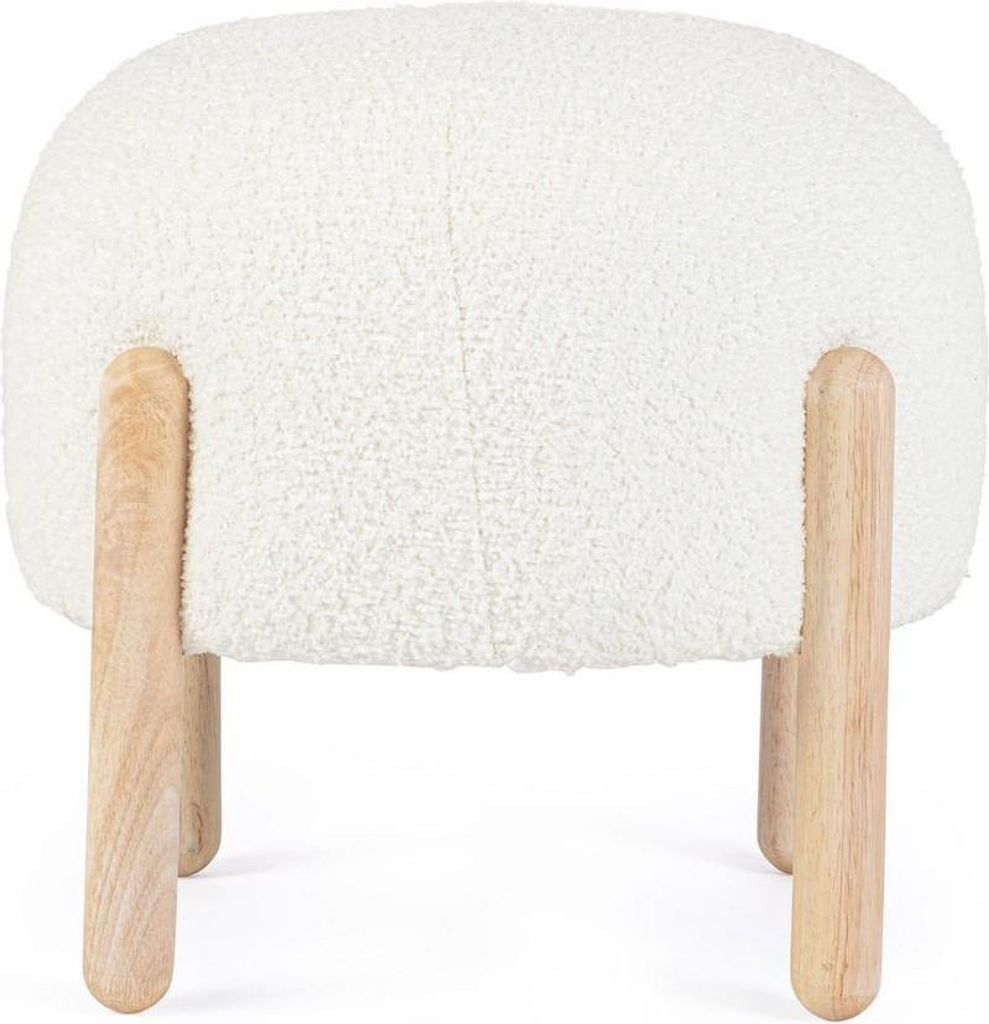 Hocker Dayla 45 x 38 x 45 cm Birke Sperrholz Polyester Weiß Braun