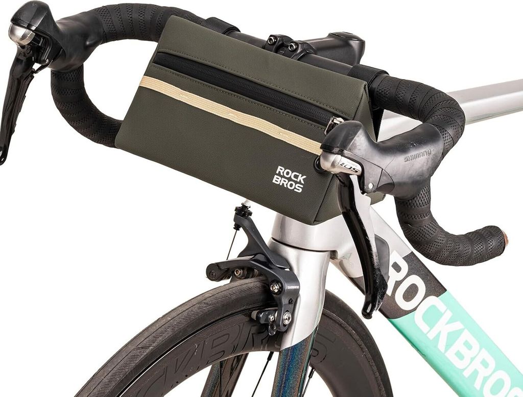 ROCKBROS Fahrradlenkertasche Dreieckstasche 1,3L Fronttasche für Rennrad, MTB, Armeegrün