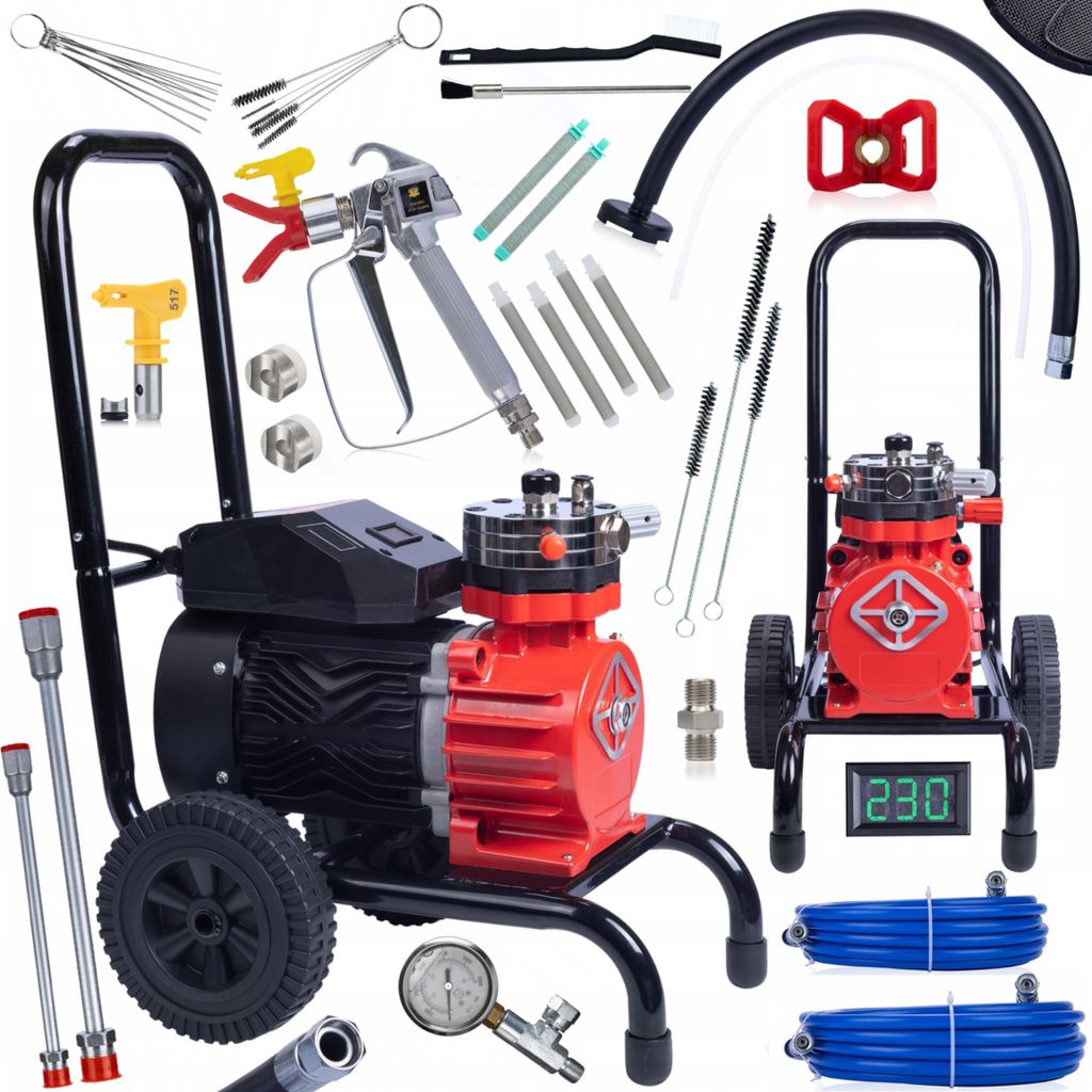 Rosfix Red Strong Storm 1100 RSS05 3500W 22MPA 18L/min Lackiergerät mit großem Lackierzubehör